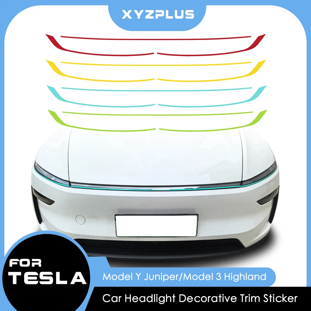 

For Tesla Model 3 Highland Model Y Juniper 2025 Car Headlight Strips Sticker Decals Eyebrows Decoration Exterior Accessories