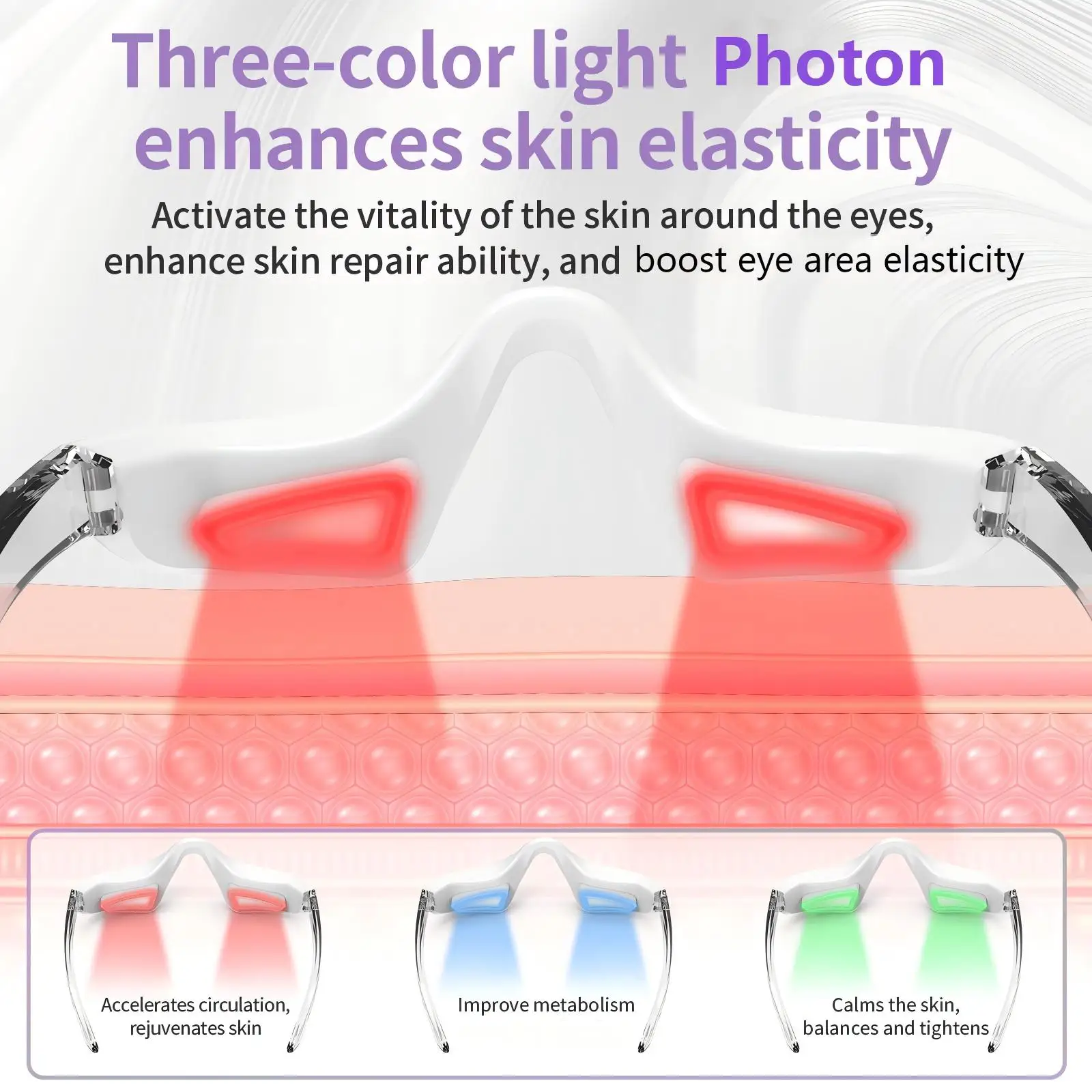 อุปกรณ์นวดใต้ตา 3 in 1 LED Photon แสงสีแดง ไมโครเคอร์เรนท์ สำหรับถุงใต้ตา ความเมื่อยล้าของดวงตา และรอยคล้ำใต้ตา