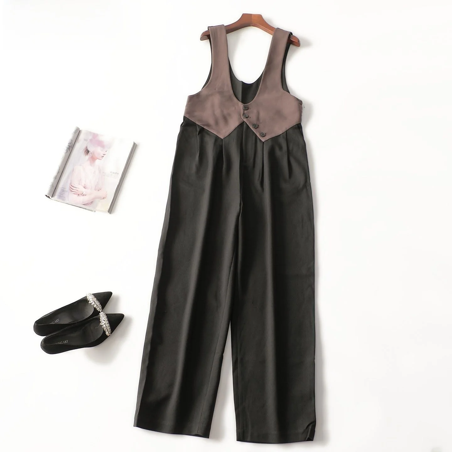 

Высококачественные женские комбинезоны расширенной длины, роскошная ткань для поездок на работу, с талией, другие 00% материала Cosition