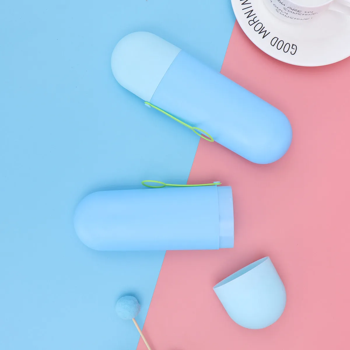 2Pcs Blue Plastic Toothbrush Case Compact Travel Brush Holder Prevent Bristle Deformation Portable Storage Box for Business