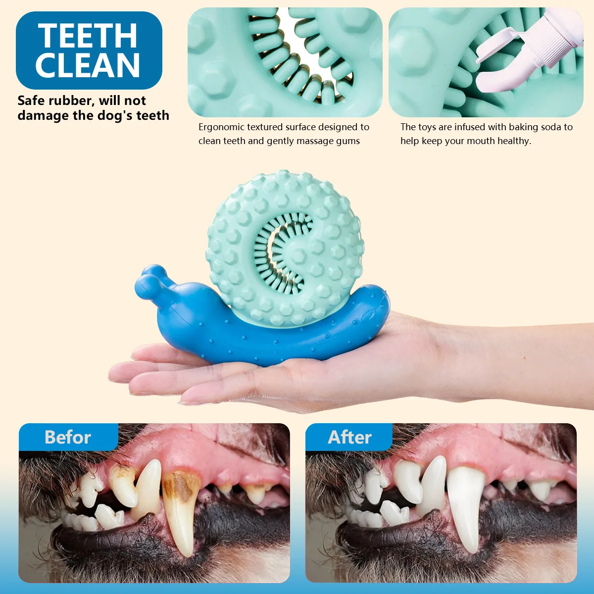 

New Pet Dog Supplies Grinding Teeth Training Cleansing Toys Snail Protection Chewy Pet Supplies