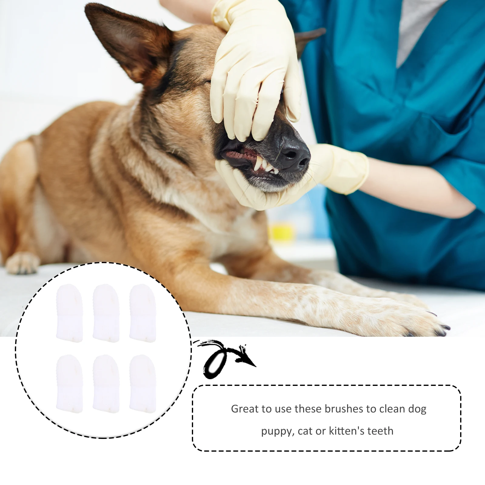 

6pcs Pet Finger Cot Toothbrush for Dog Cat Teeth Cleaning Tools Cotton Gentle Plaque Removal Dental Care al Health Supplies