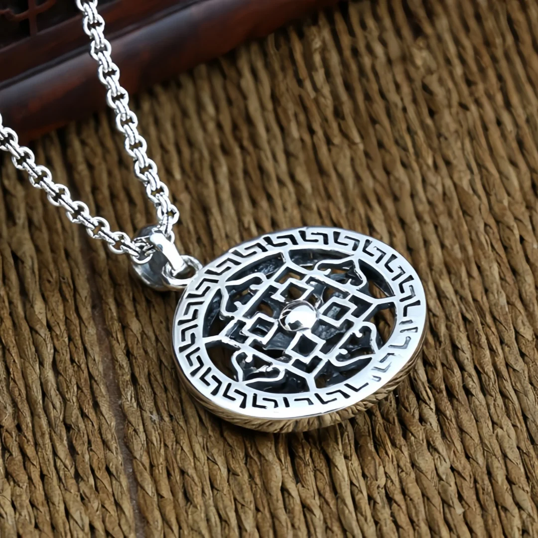 BOCAI Real S990 Pure Silver Buddhist Pendant for Man Retro Eethnic Style Good Luck Ward Off Evil Jewelry