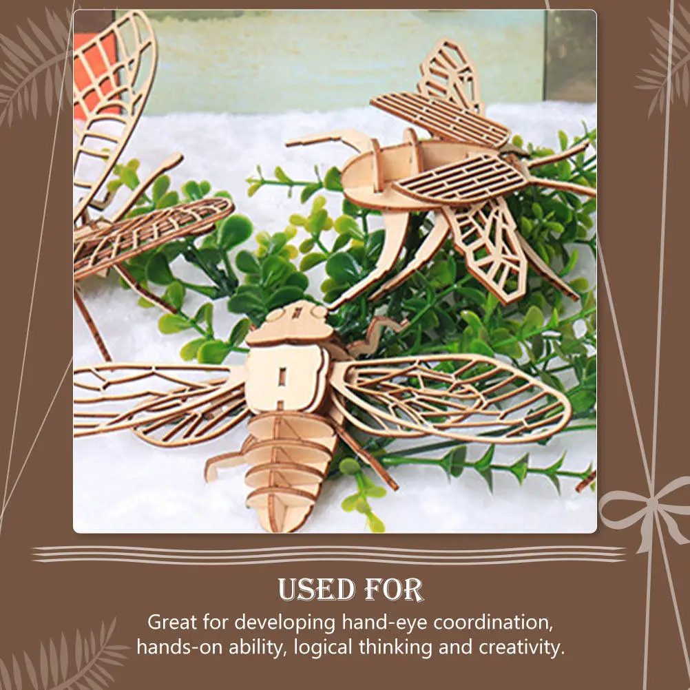 

6Pcs 3D Wooden Insect Assembly Puzzle Natural Wood Educational Craft for Kids Hand Eye Coordination Imagination Patience Careful