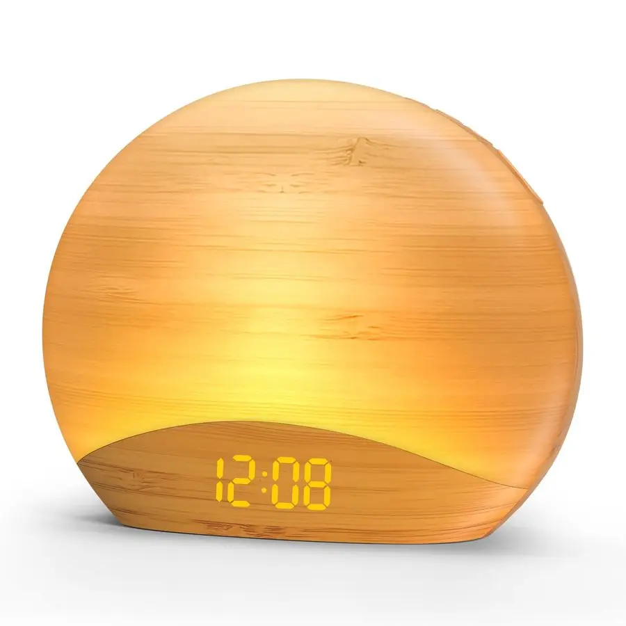 

Sunrise Alarm Clock with Bluetooth Speaker amp FM Radio, Gradual Wake Up Light, Digital Dimmable Clock, Bedroom Lamps, 8 Color N
