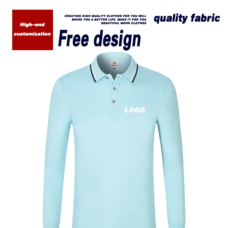 Enterprise polo shirt custom overalls and long sleeves printed logo lapels and long sleeves custom embroidered cultural shirts.