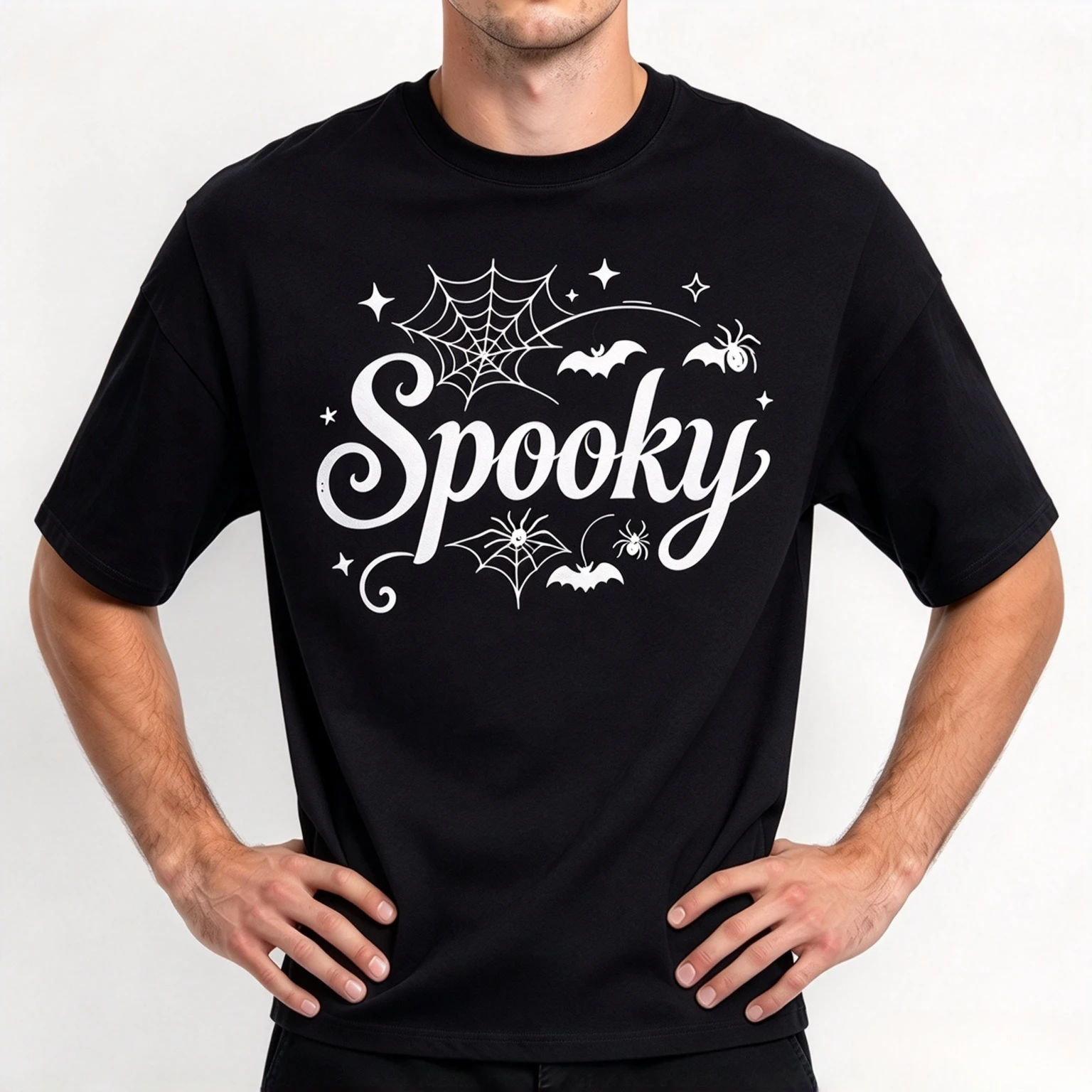 Simple Spooky Spider Web Bat PrintT-shirt  Modal Couple  Short Sleeve Tee Unisex Casual Matching Tops For Men Women