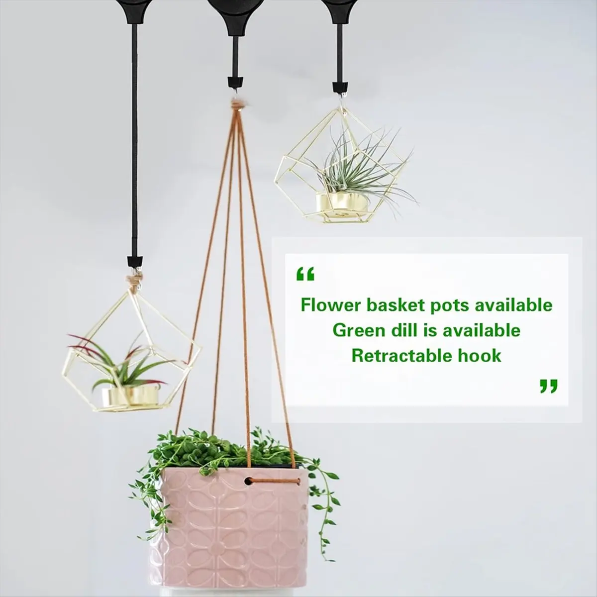 

4PCS Plant Pulleys Plant Hook Pulley with 4PCS Ceiling Hooks for Hanging Plants Retractable Plant Hangers Outdoor-A73M