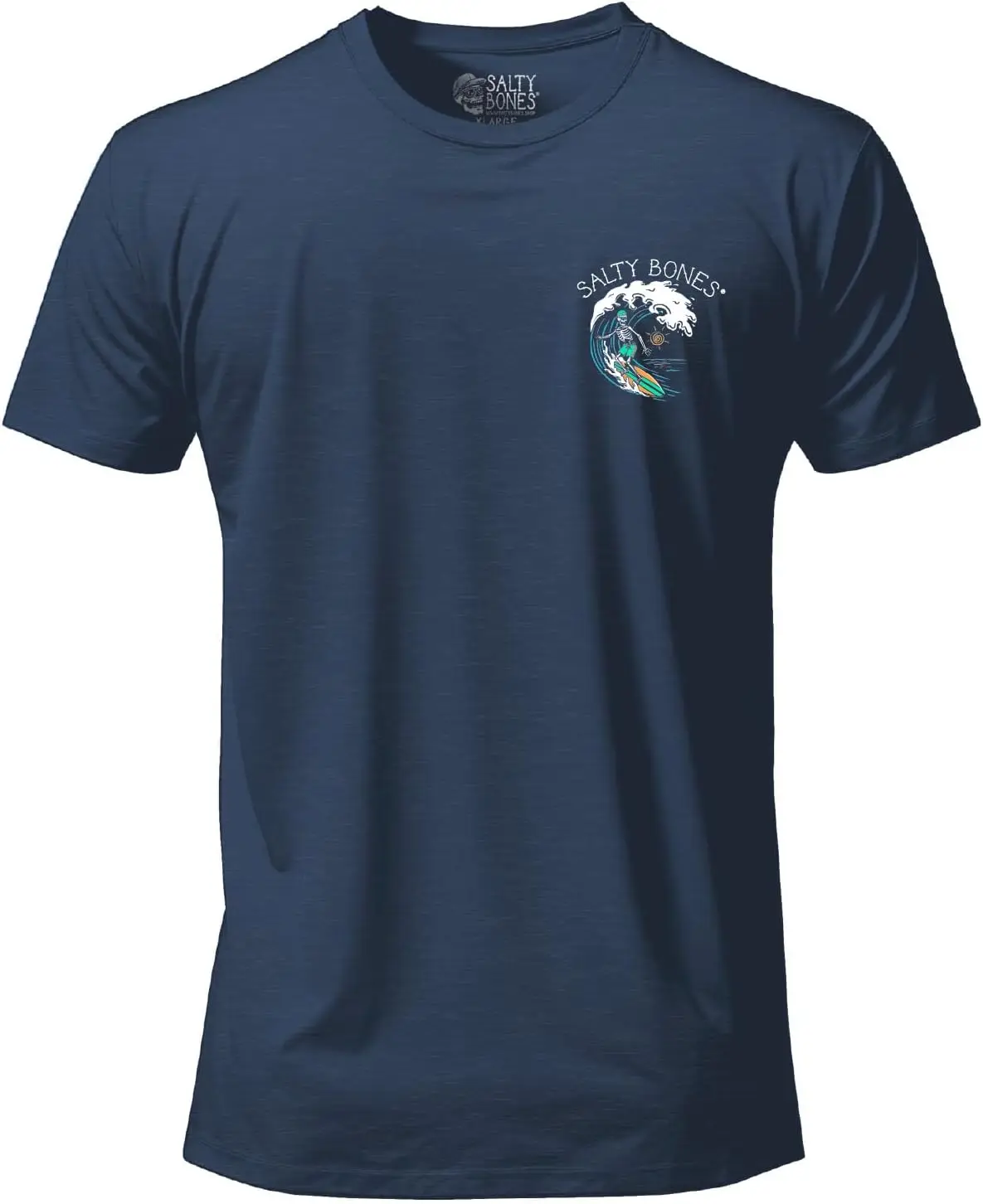 Skeleton Surfing Graphic Tee Comin In Hot Beach Wave Print Cotton T-Shirt for Men