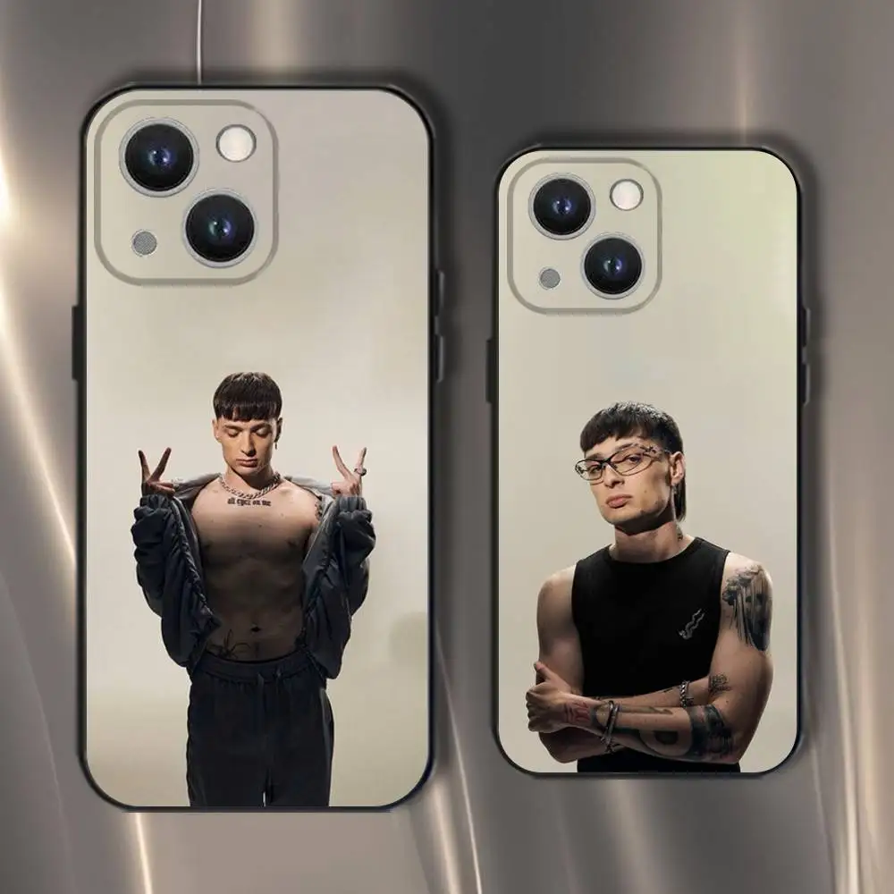 

Rapper Peso Pluma Phone Case For iPhone 16,15,14,13,12,11,Pro,XS,Max,XR,Plus,E,SE4,Mini Black Soft Cover