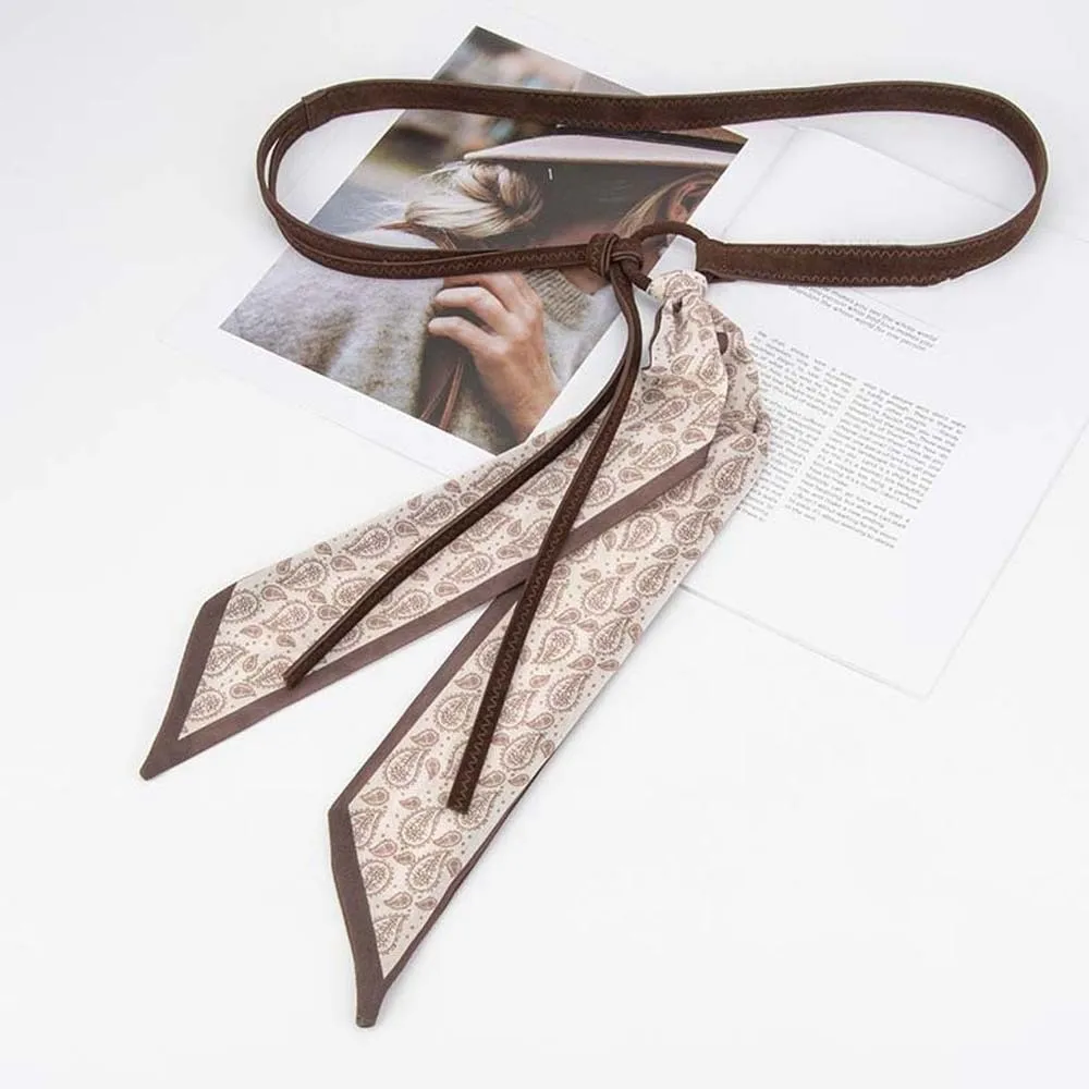 Ethnic Style Cashew Printed Belt Adjustable Bohemian Style Retro Jacquard Waistband Cloth PU Silk Tie Design Belt Ornament