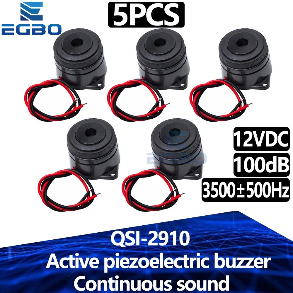 5PCS EGBO QSI-2910 100DB buzzer 29.5x24.5mm DC 12V Active piezoelectric buzzer Continuous sound for arduino