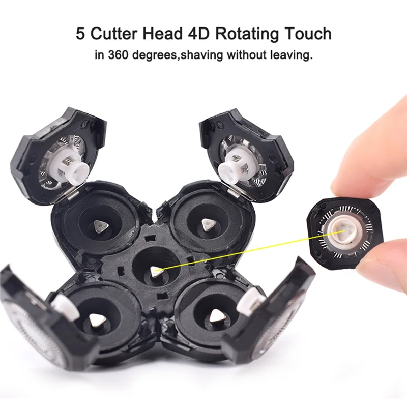 4PCS Replacement Shaver Head Electric Shaver 5 Cutter Floating Head Waterproof Stainless Steel Blade