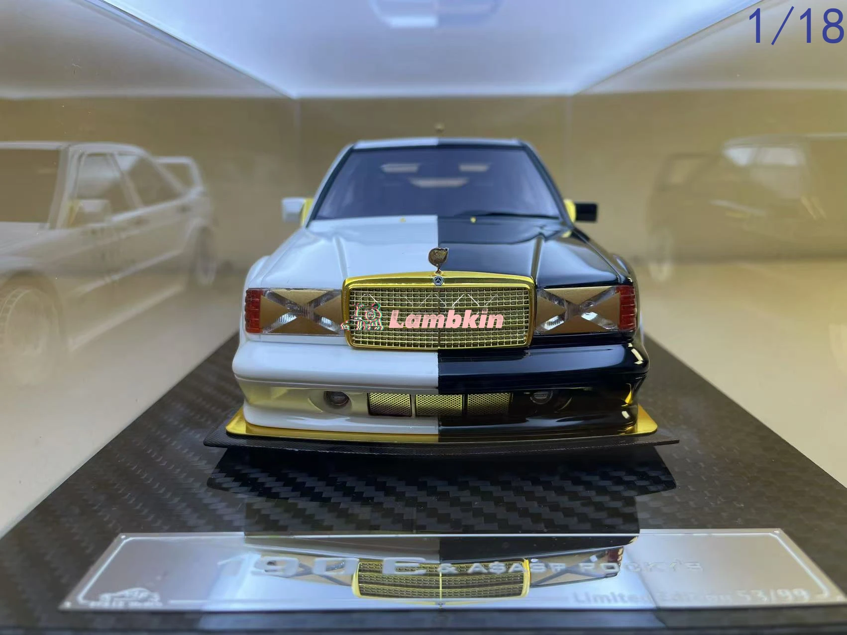 VIP Model 1/18 benz 190E asap black white limited99 resin unopenable sports Home Static Display Car Decoration Gifts Birthday