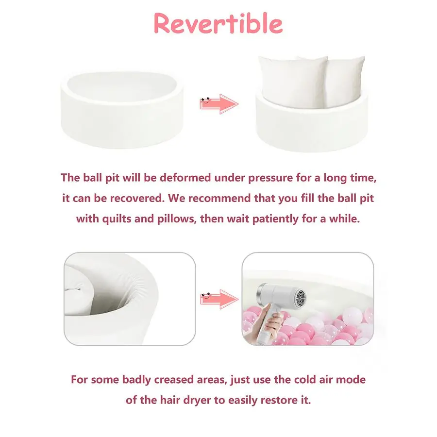 Bällebad für Kleinkinder, 35,4 x 11,8 Schaumstoff-Bällebad für Kinder, weicher runder Ballbecken für Babys, Laufstall für drinnen und draußen, ideales Geschenk