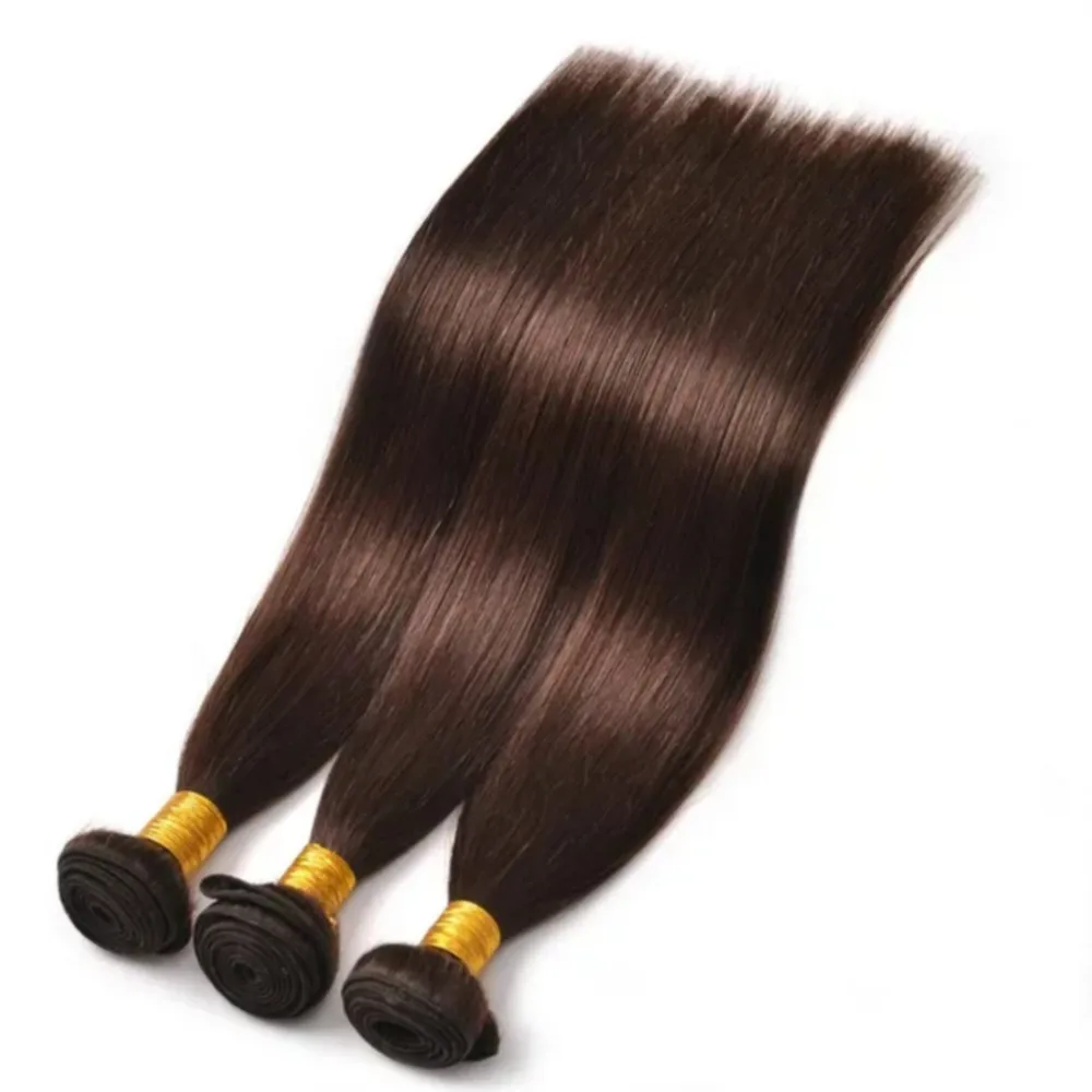 Extensiones de cabello humano para mujer, mechones largos y rectos de 24, 26 y 28 pulgadas, 1/3 mechones, extensión de tejido de cabello humano 100%, marrón Chocolate