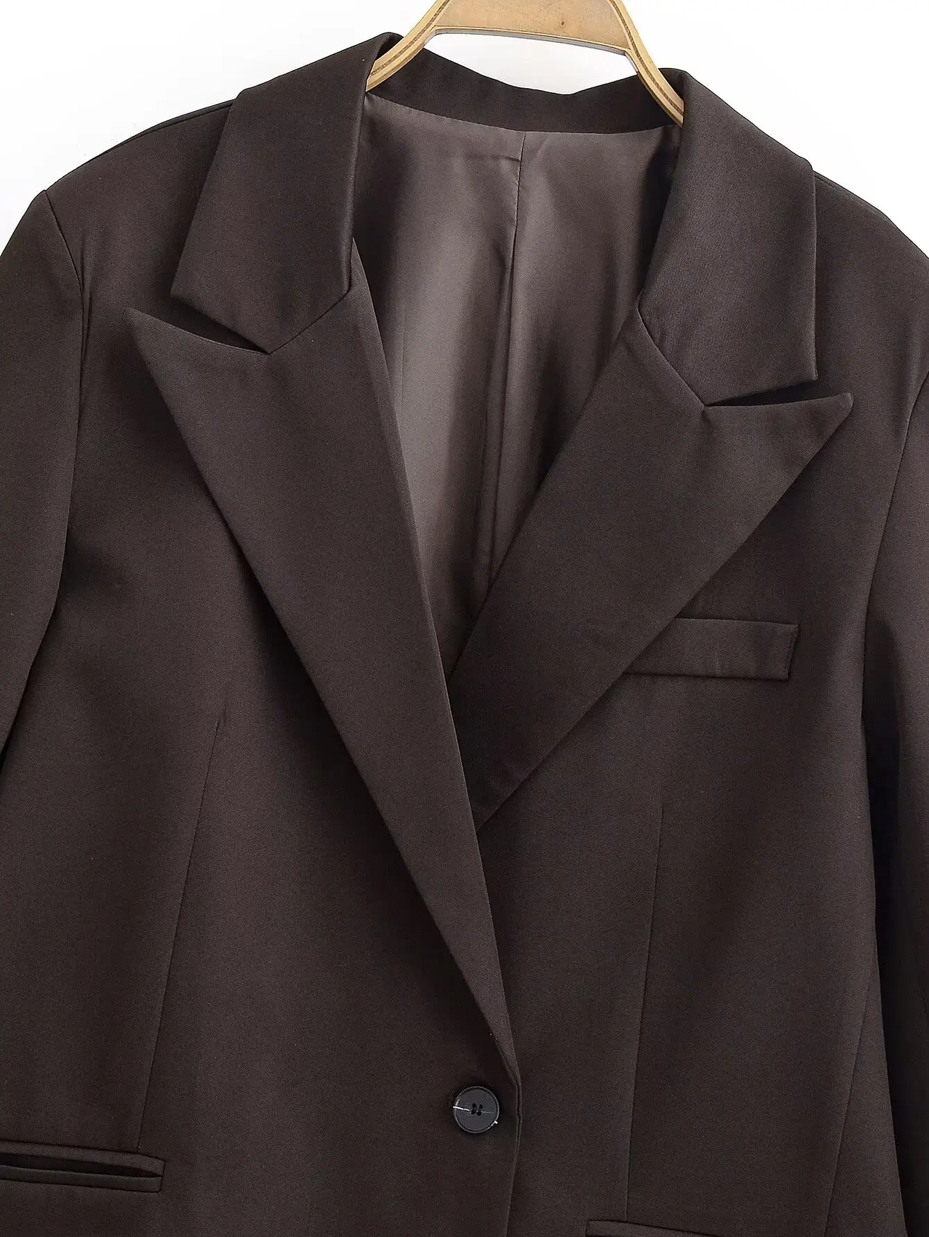 KONDALA Vintage Commute Brown Blazer Women Double Placket Trendy Loose Blazer 2026 New Spring Fashion Office Lady Casual Blazer