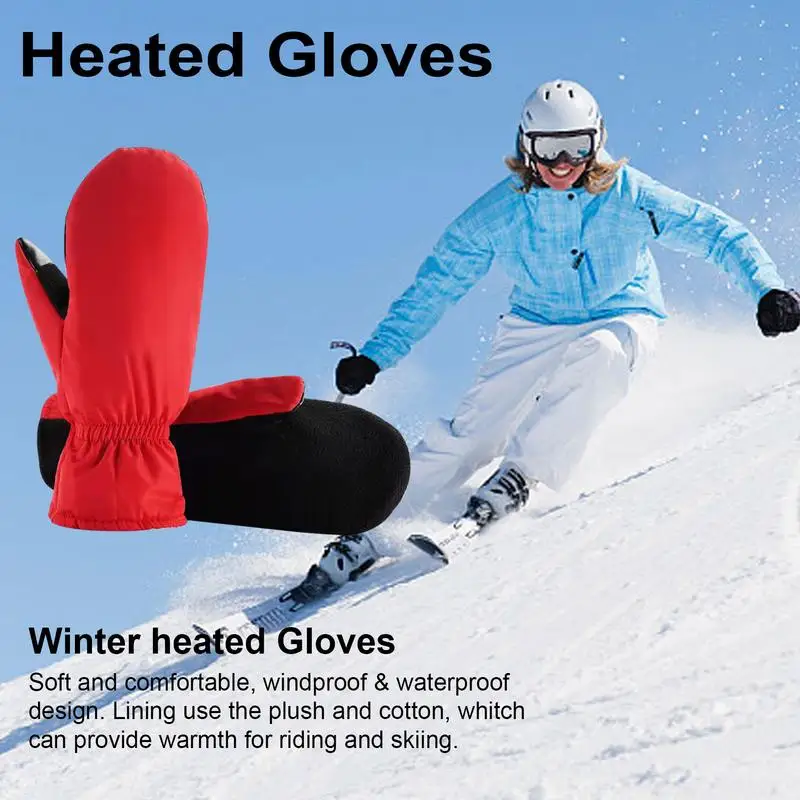 USB Heating Gloves Waterproof Full Finger Touch Screen USB Rechargeable Riding Gloves For Cold Weather Cycling Skiing Hiking