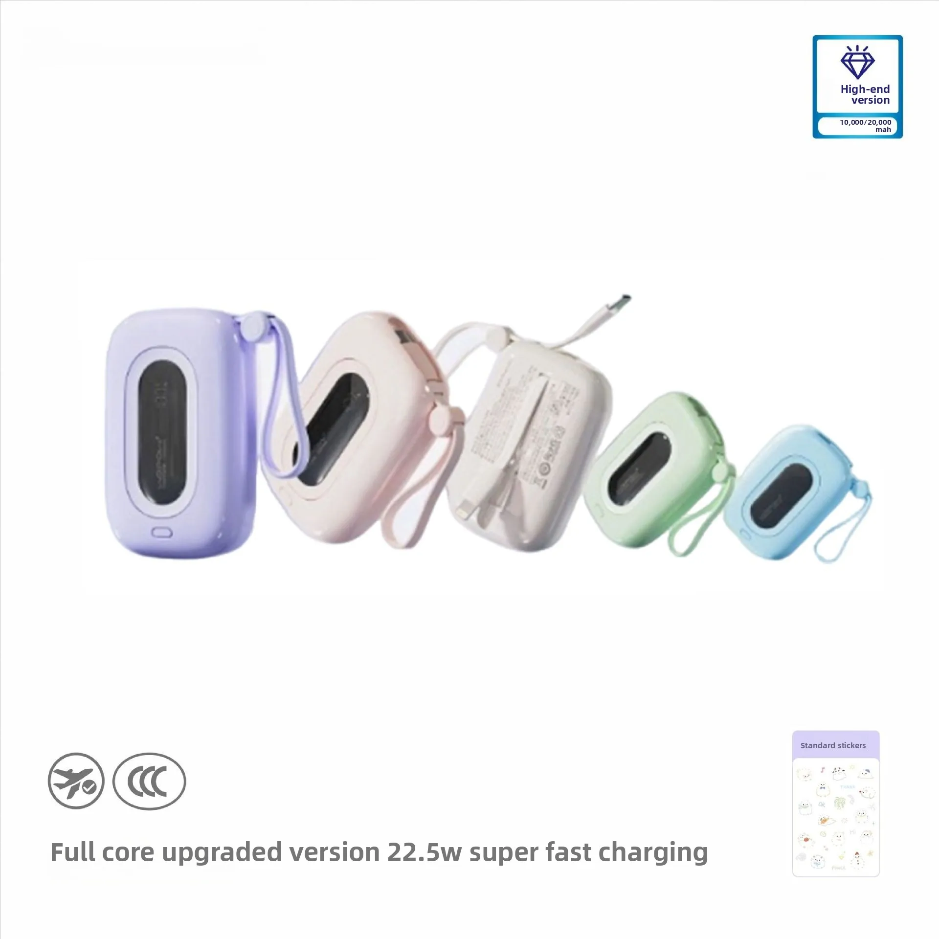 

Сертифицированный 3C портативный зарядный блок Ultra Mini Power Bank на 10000 мАч со встроенным кабелем, быстрой зарядкой и большой емкостью