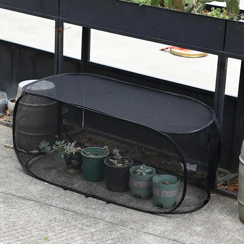 Foldable Plant Protection Netting Raised Beds Bird Control Garden Row Covers with Ground Stakes Mesh Plant Cage Flower Beds