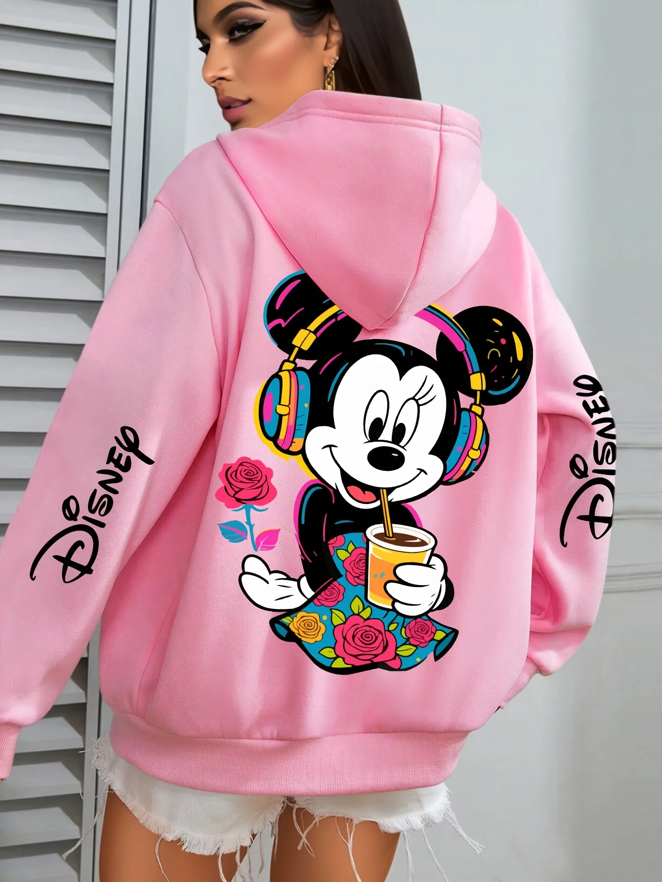 

Женские рождественские толстовки с Микки Маусом Disney, уличная одежда большого размера, толстовки унисекс, осенне-зимние флисовые повседневные универсальные