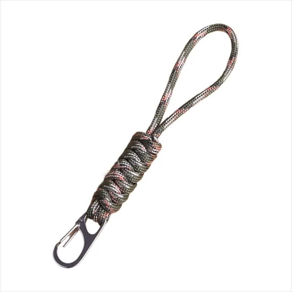 Handmade Paracord Keychain Anti-lost Chain Snake Knot Umbrella Rope Keyring Backpack Buckle Metal Braided Woven Keychain