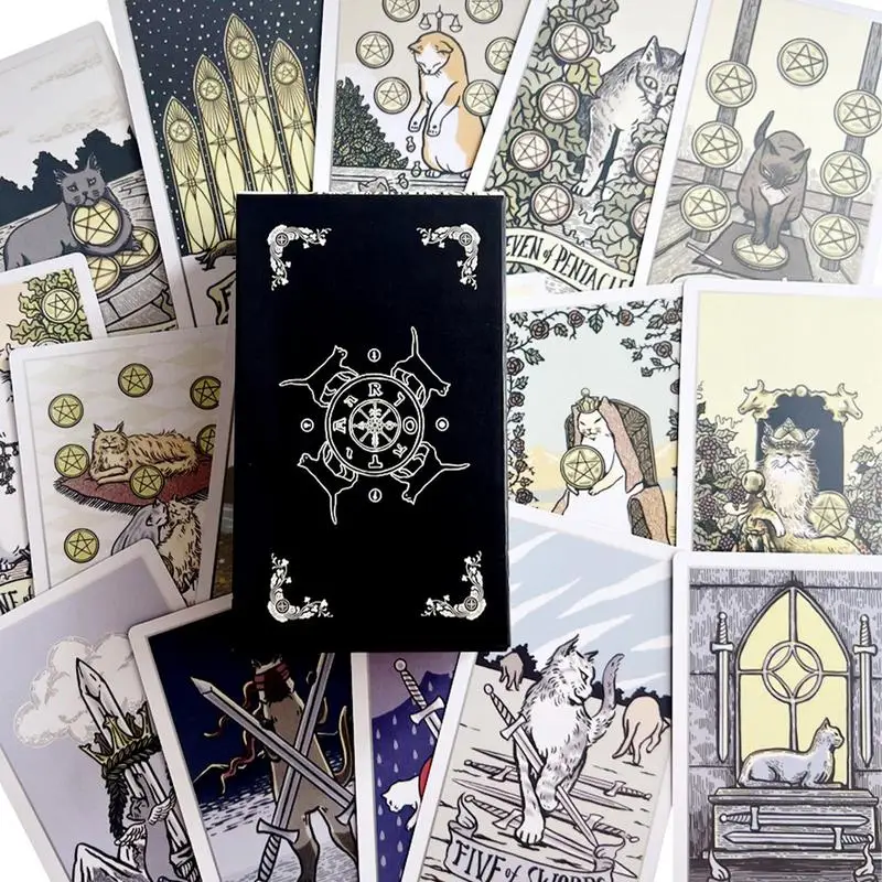 Cartas de oráculo de runas versión en inglés, baraja de Tarot de gato callejero, predicción del destino, fiesta familiar, juego de mesa de adivinación, tarjeta mental