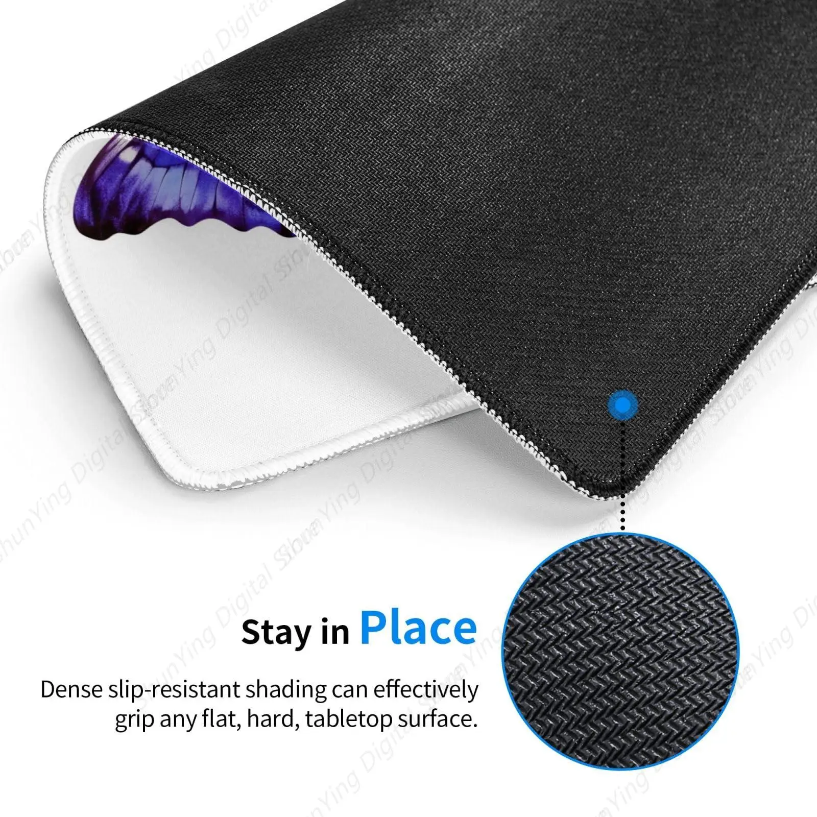 Mouse Pad With Purple Butterfly Pattern Anti Slip Rubber Base Washable And Durable Computer Office Game Mouse Pad 18*22cm