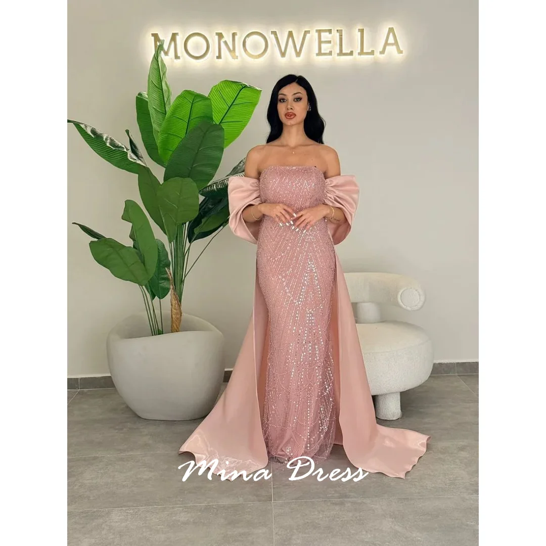 

Вечернее платье с бусинами на заказ Mina. Роскошные элегантные женские вечерние платья для особых случаев с блестками. Топ-труба Цветы Хвост