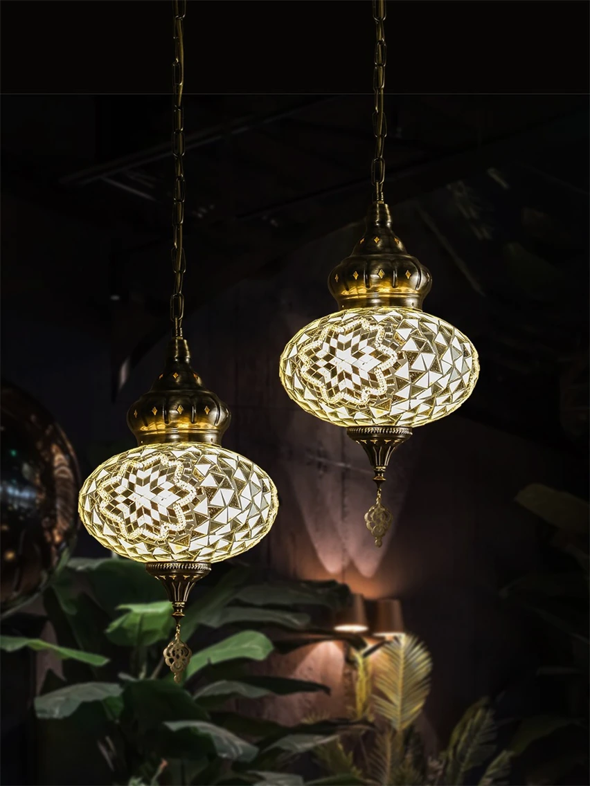 Southeast Asian style glass pendant lights café retro industrial style lamps Thai restaurant bar tea room pendant lamps lighting
