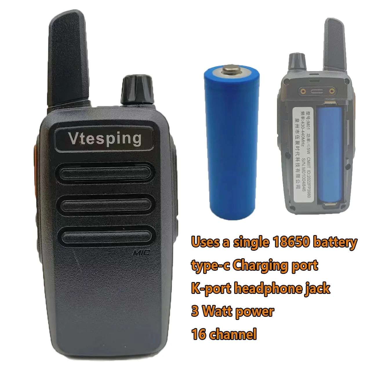 18650 batterij walkie talkie 16ch 3w 400-480mhz Frequentie kopieerfunctie