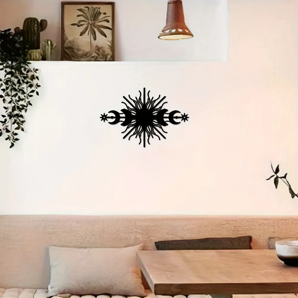 Custom Sun Metal Wall Art Iron Moon Phase Sculpture Hanging Decor Indoor Outdoor Sign Personalized Gift For Her Home