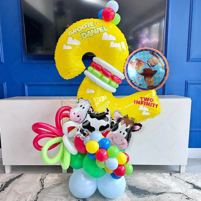 52pc Farm Western Cowboy Theme Balloon Disney Toy Story Yellow Number 1-9 Foil Balloon Baby Shower Children Birthday Party Decor