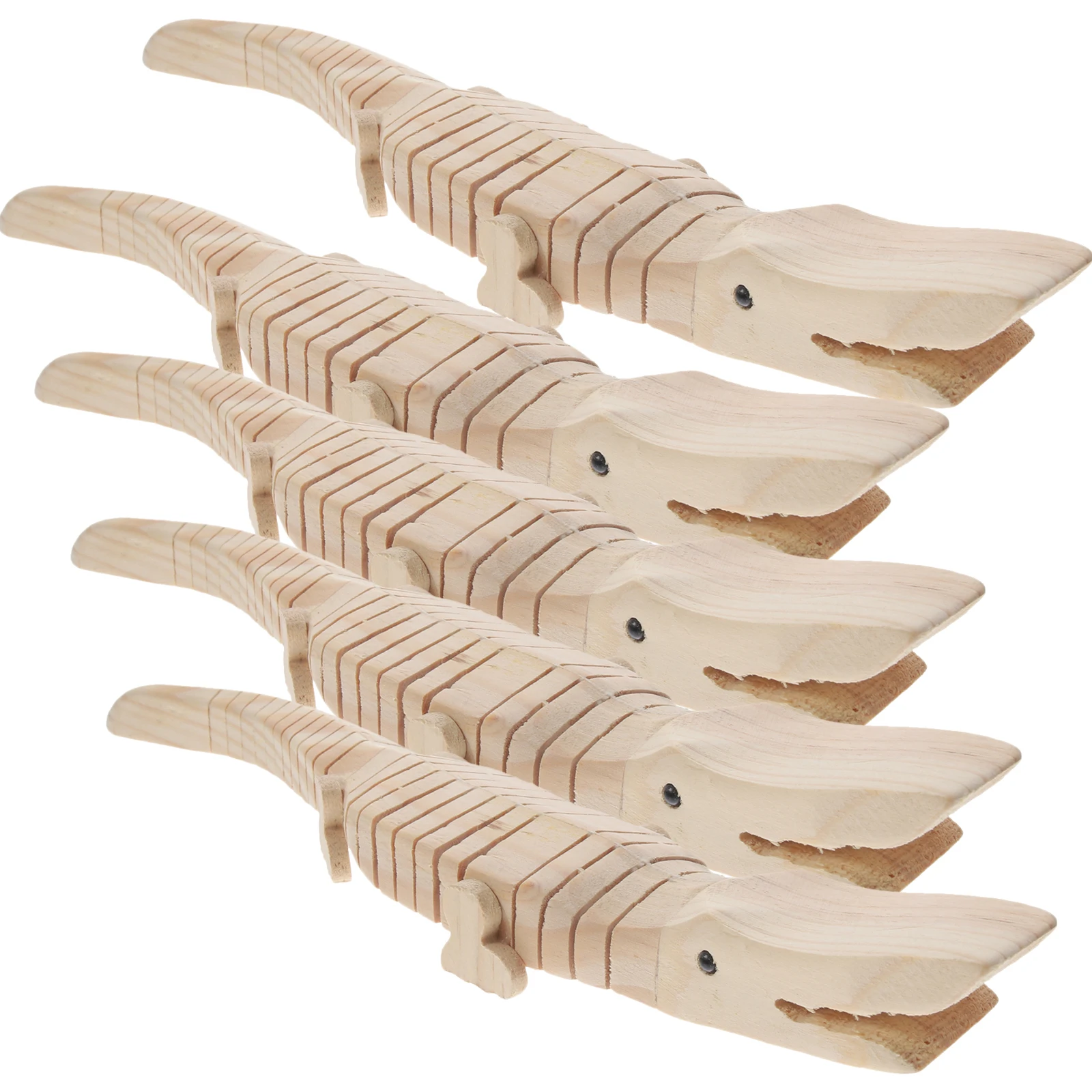 

5 Pcs Wooden Toys Wiggles Animal Unfinished Animals Paint Figures Set Child