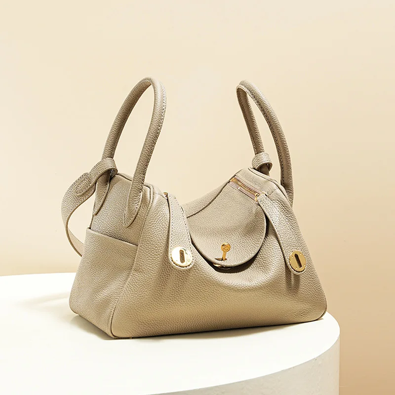 

Genuine leather ladies' handbag, doctor's bag, large-capacity commuting bag, high-end single-shoulder bag, simple and casual bag