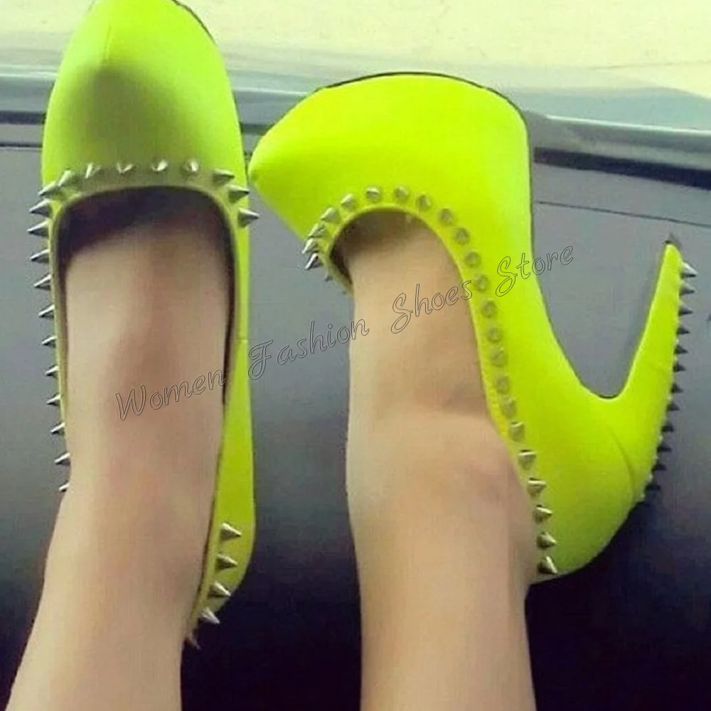 Green Platform Rivet Decor Sandals Stilettos High Heels High Heel Shoes for Women Fashion Heels 2024 New Zapatos Para Mujere