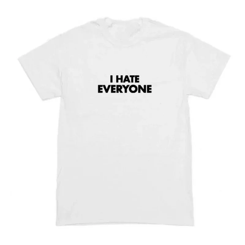 90s Harajuku I Hate Everyone Lettering T Shirt Womens Y2k Gothic Summer T Shirt Streetwear White T Shirt