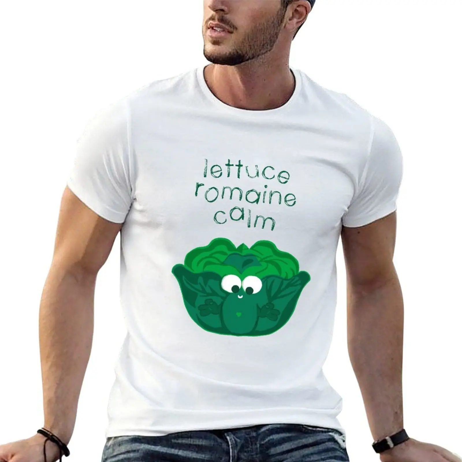 Lechuga | Camiseta Romaine Calm Puns con juego de palabras y humor, estilo Midcentury, bonita camiseta para hombre, camiseta de lujo