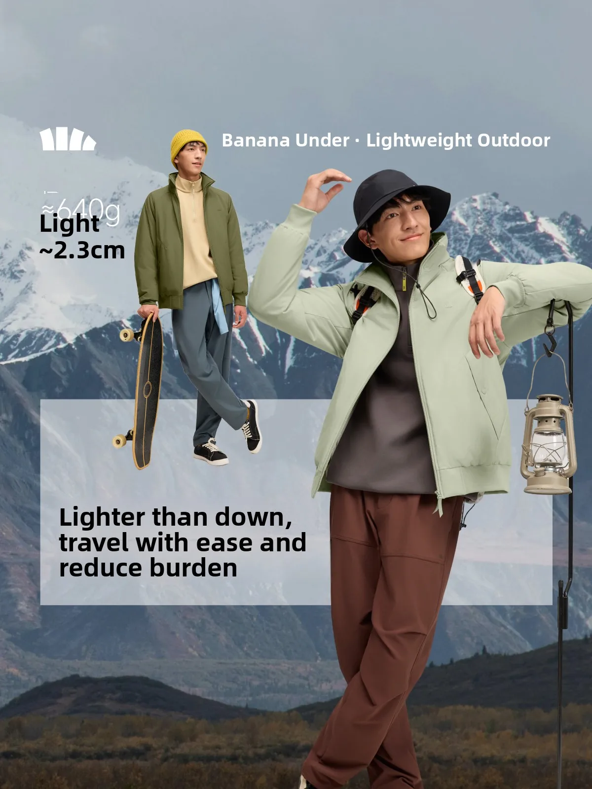 

Banana Le Men's Pilot Jaet Stand Collar Downproof Windproof Cold-resistant Wear-resistant Warm Outerwear Polyester Fiber