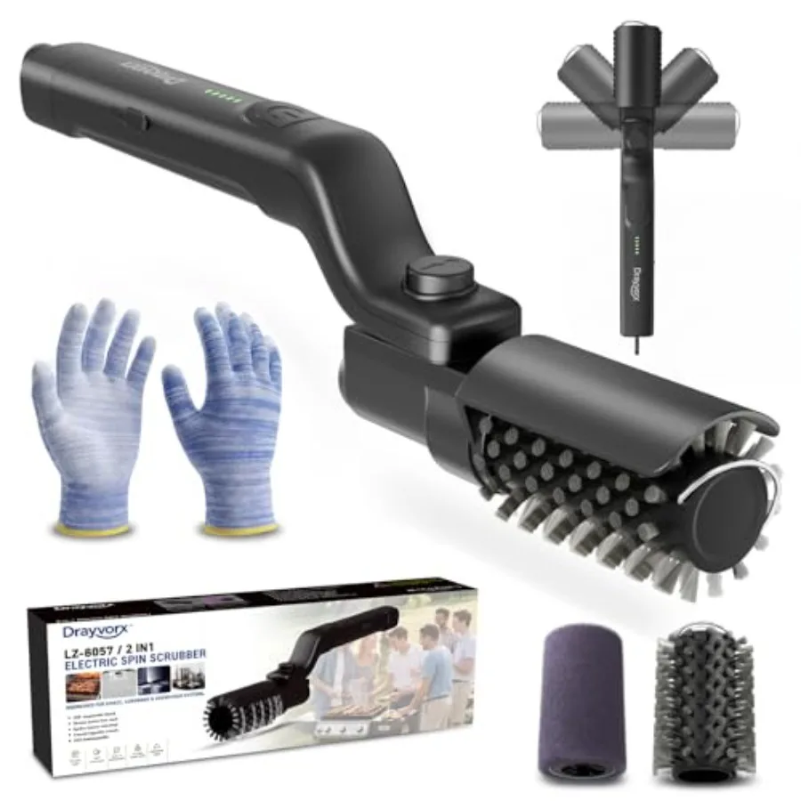 Electric Grill Brush High Torque Grill Brush with 3-Speed Modes 20kg Max Torque BBQ Cleaner Safe for Porcelain Cast Iron Stainl