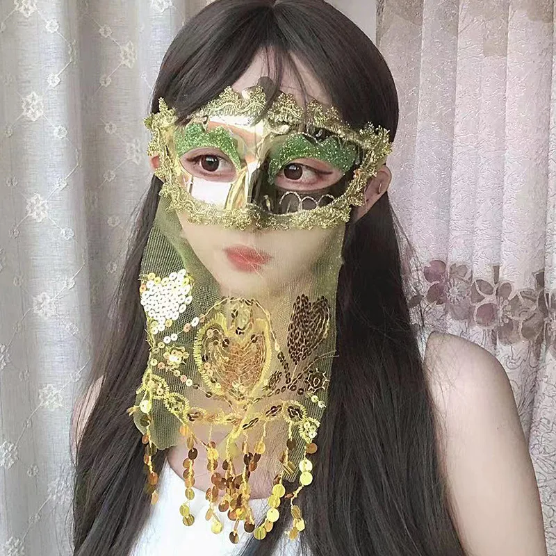 

Full Face Princess Veil Mask Belly Dance Halloween Photography COS Stage Performance Masquerade Dance Festival Party Props