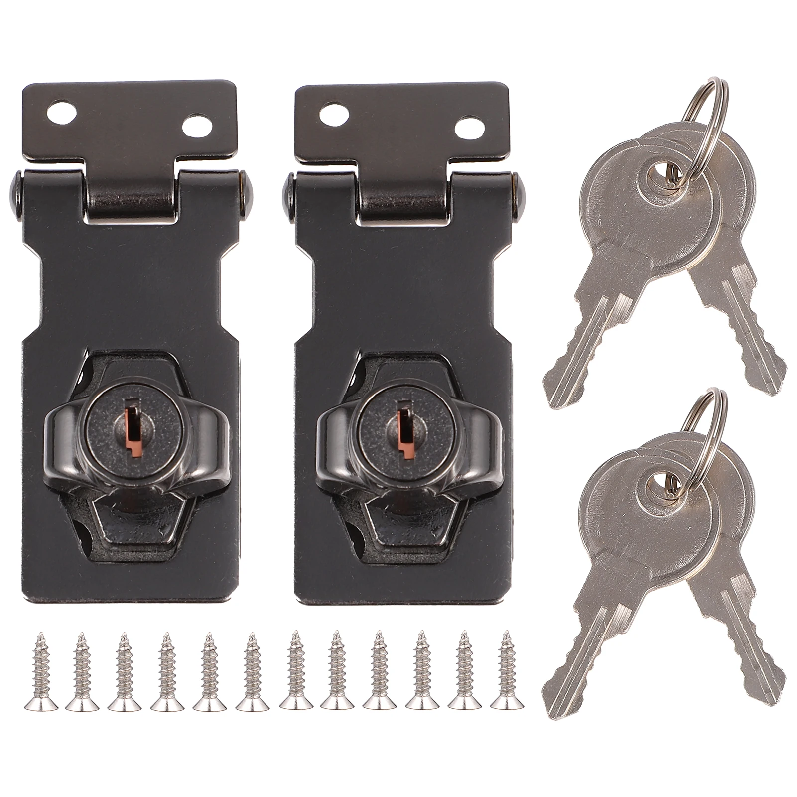 

2Pcs Easy Install Keyed Hasp Locks Rust Resistant Iron Locks For Kitchen Furniture