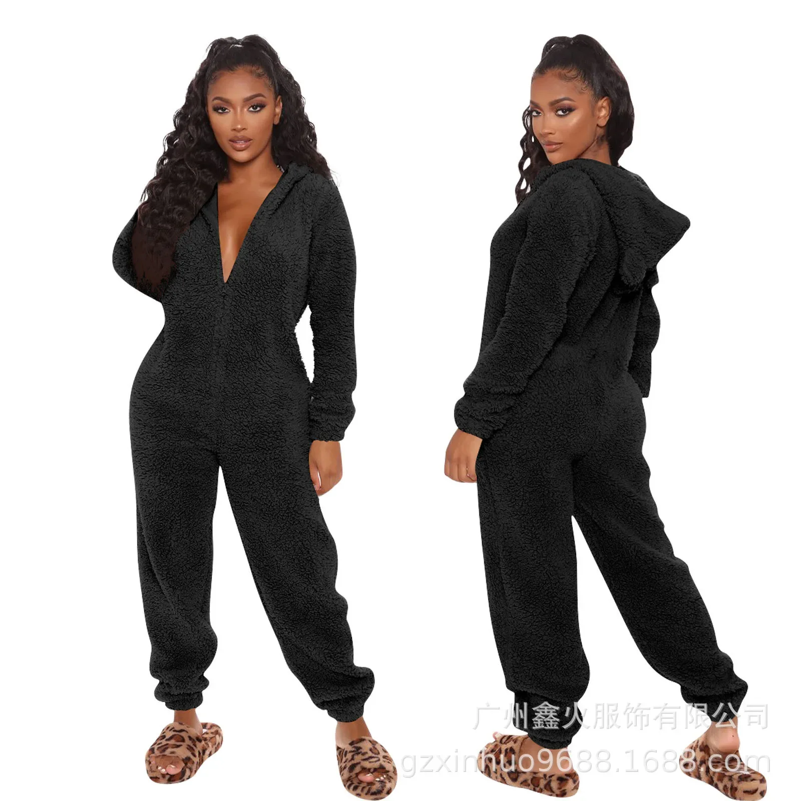 Oversize Fur Winter Teddy Ear Cute Sleepwear Onesies Jumpsuit Hooded Pajamas Homewear Warm Pajamas Robes Nightgown Thick Suit