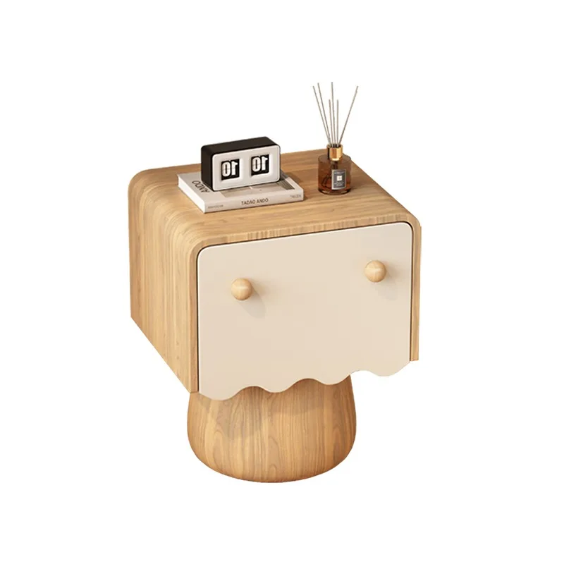 

Designer high-end solid wood, bedside table log cream wind light luxury simple small apartment bedroom floor cabinet