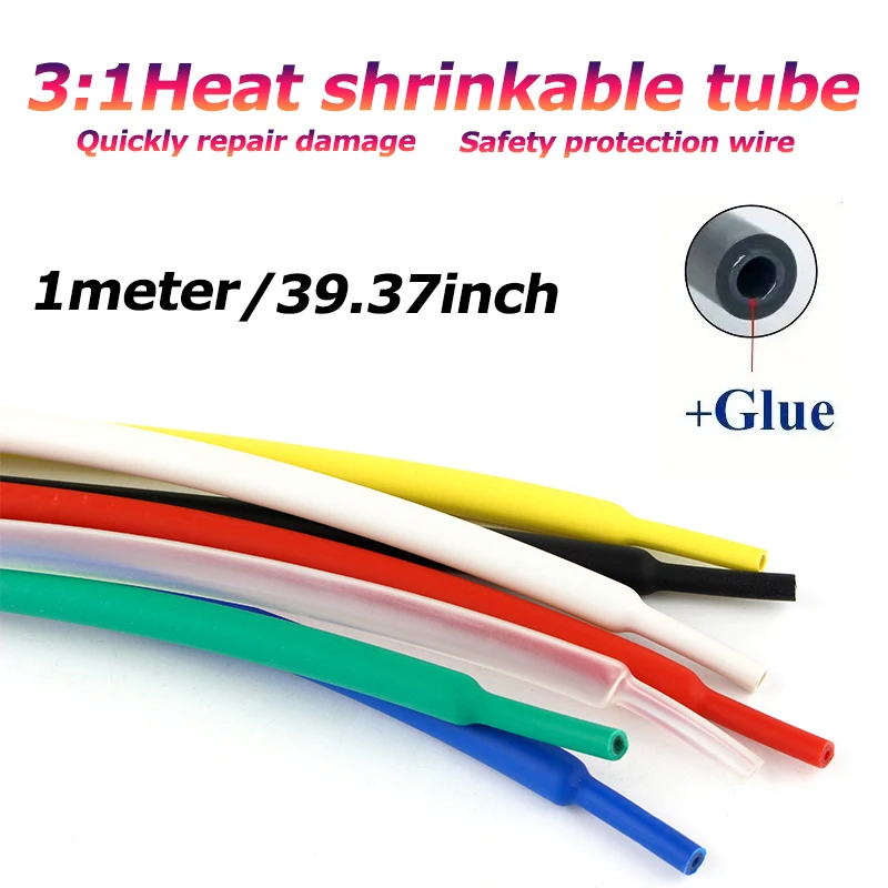 1 roll Heat Shrink Tube  Transparent 3: 1 ratio Adhesive Lined with Glue Dual Wall Tubing Wrap Wire Cable kit Diameter 1.6-30mm