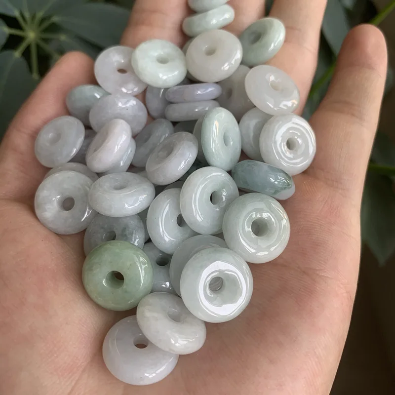 Naturalny jadeit birmański klasa A Birma Jade pączek koraliki do tworzenia biżuterii Diy bransoletka z amuletem naszyjnik wisiorek kolczyk akcesoria