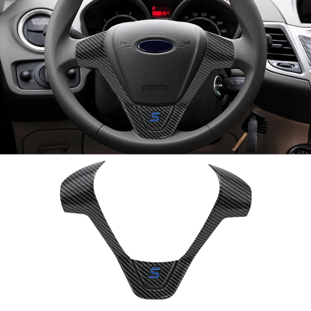Für Ford New Fiesta MK7 Ecosport Figo B-MAX KA+ Auto-Lenkradabdeckung Zierleiste Dekorativer Aufkleber Auto-Zubehör