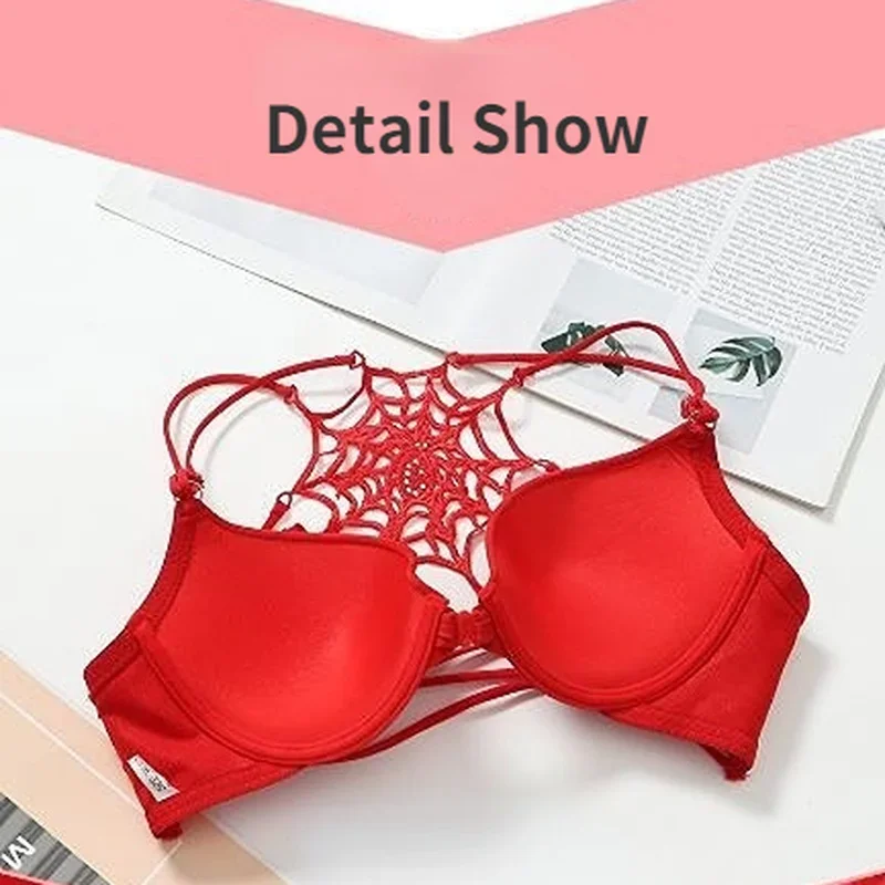 Hikigawa Bra Women Sexy Underwear Lingerie Front Closure Beautiful Spider Grid Back Bralette Push Up Bra Brasieres Para mMujer