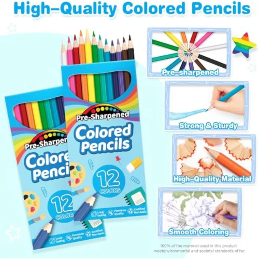 432 Count Colored Pencils Bulk for 36 Packs Presharpened Coloring Pencils in 12 Colors Bulk School plies for Teachers Ideal Bac
