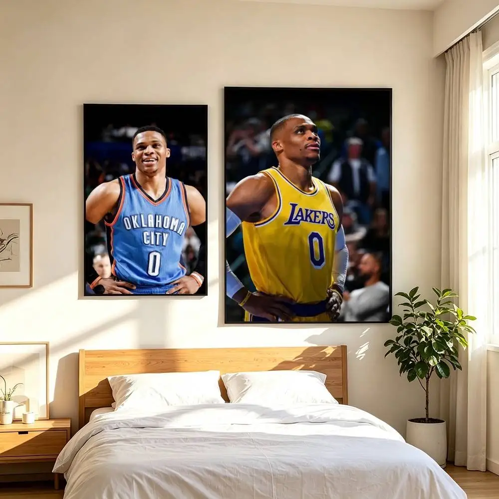 L-Legendary Point Guard Russell Westbrook   Poster Waterproof Wall Art Sticker For Bar Living Room Vintage Decor High Quality